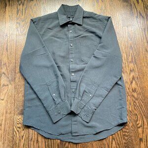 Van Heusen Grey waffle Long Sleeve Button Down Dress Shirt size 15-15.5